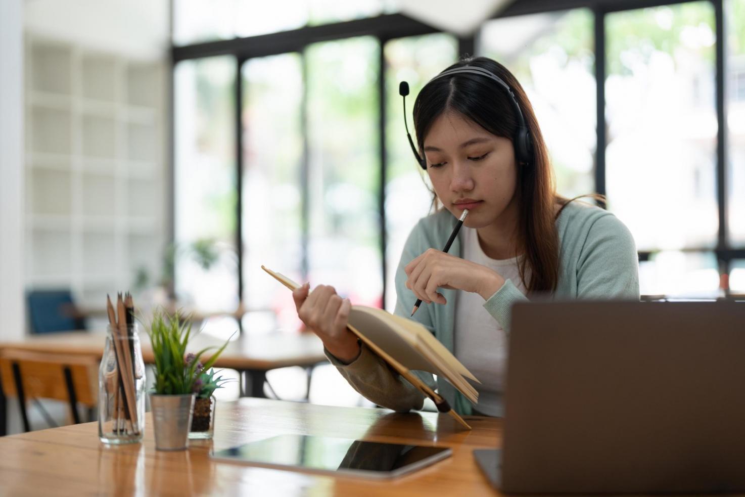 Financial analysis workspace with charts and data visualizations